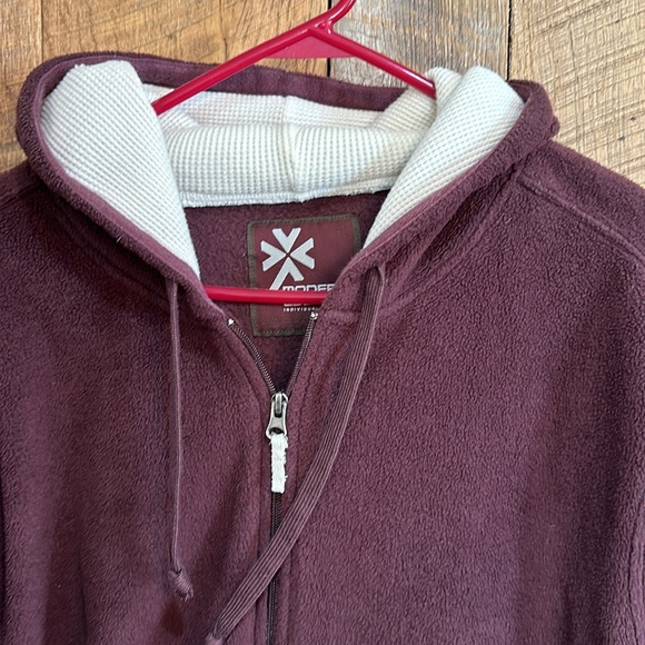 Modern Culture dark maroon fleece zip up hooded sweat jacket size Large - Picture 2 of 6